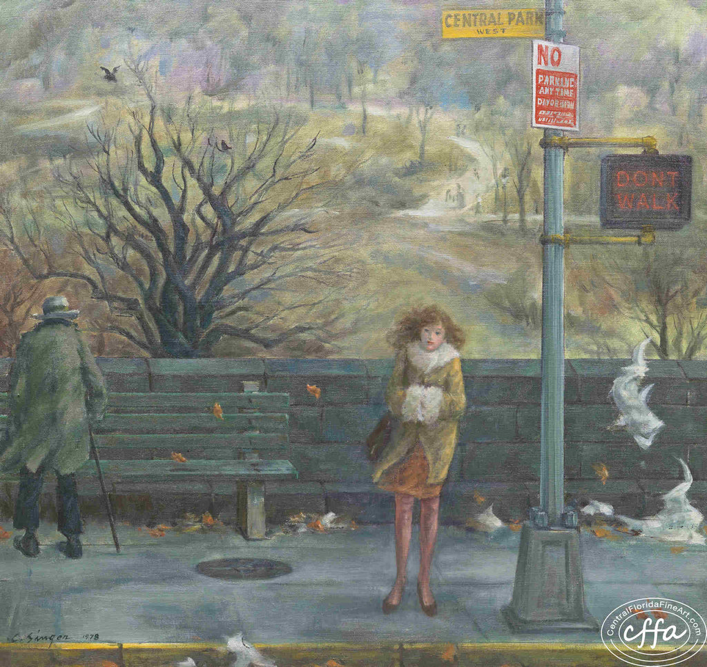 Clyde Singer, Central Park West 32 x 34 oil on canvas, CentralFloridaFineArt.com