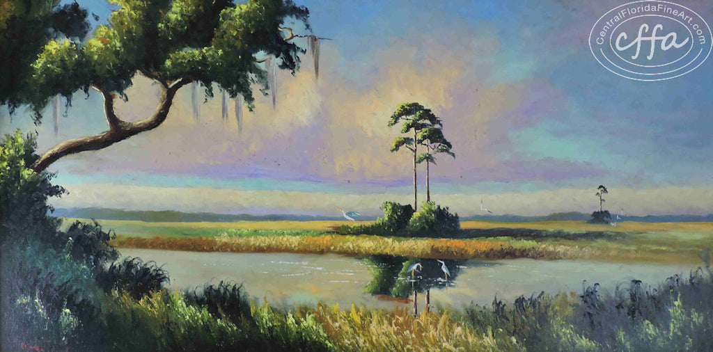 Florida Highwaymen painter Hezekiah Baker, offered for sale by Central Florida Fine Art